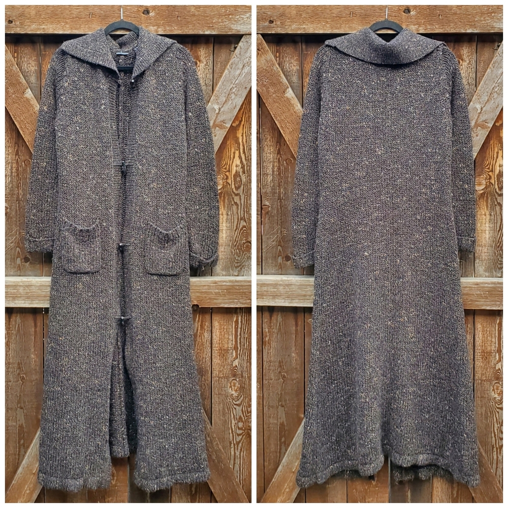MODA International Brown Open Y2k Duster Sweater